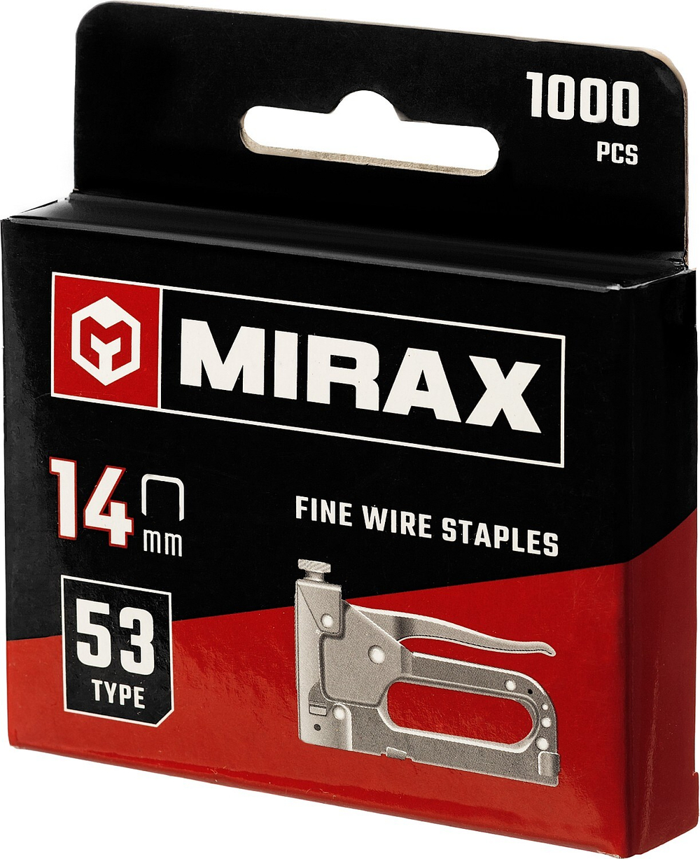MIRAX тип 53 (A/10/JT21) 14 мм, 1000 шт, калибр 23GA, скобы для степлера (3153-14)