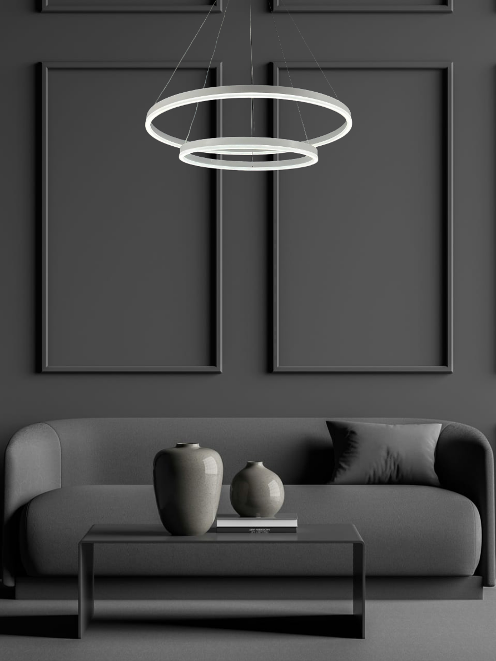 Люстра подвесная светодиодная Lanbos, 2 LED лампы, 63 Вт, до 20 кв м, белая