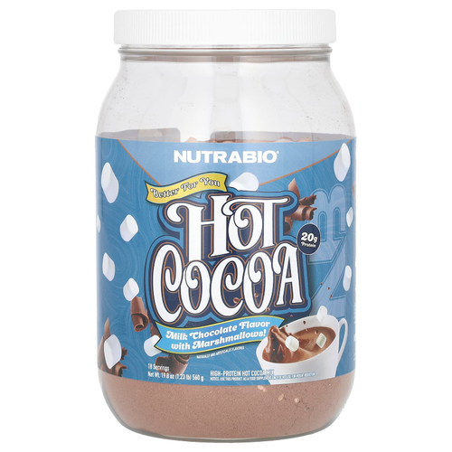NutraBio, Hot Cocoa, смесь горячего какао с высоким содержанием белка, 560 г (1,23 фунта)