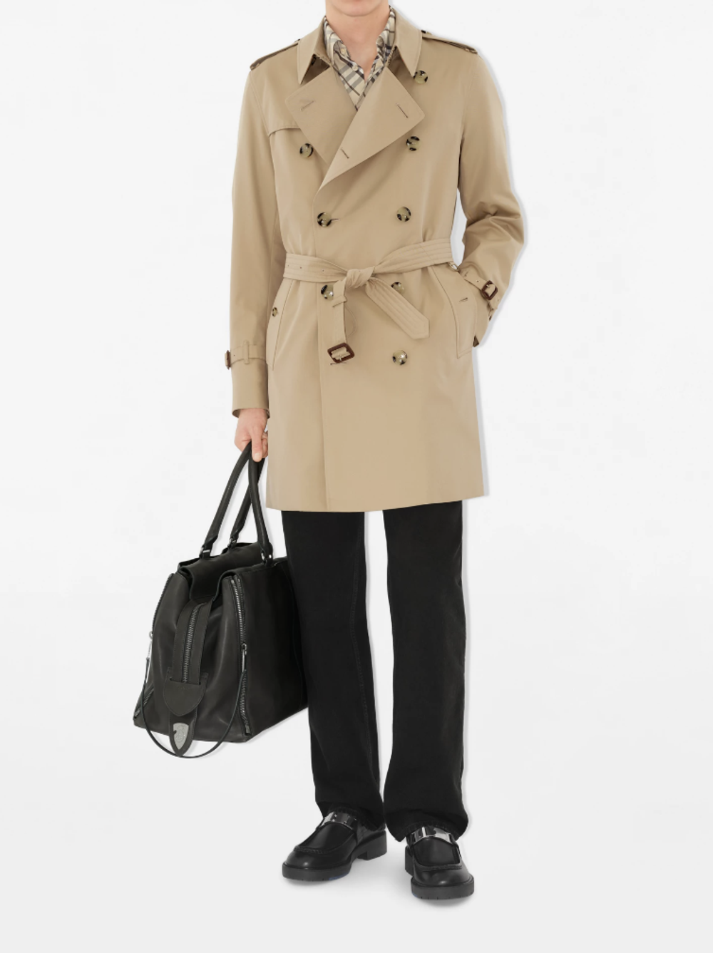 Оригинальный тренч Burberry Kensington средней длины,бежевый — сделано в Англии