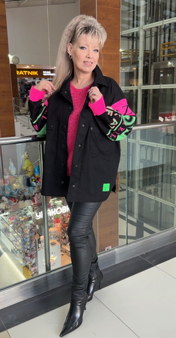 Джинсовый комбинированный жакет-кардиган