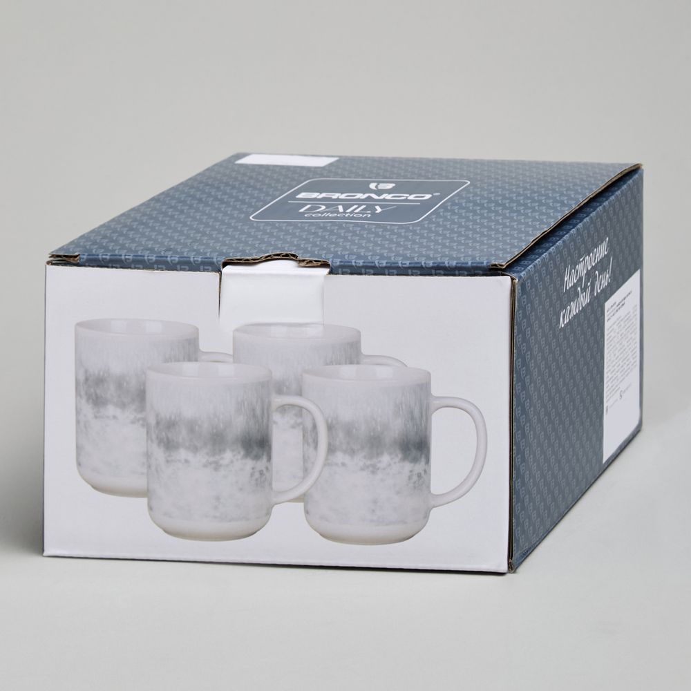 НАБОР КРУЖЕК BRONCO "DAILY" 4 ШТ. 350 МЛ СЕРЫЙ