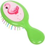 Расческа массажная детская «МИЛА», фламинго, цвет зеленый, 14*5,5см (блистер)