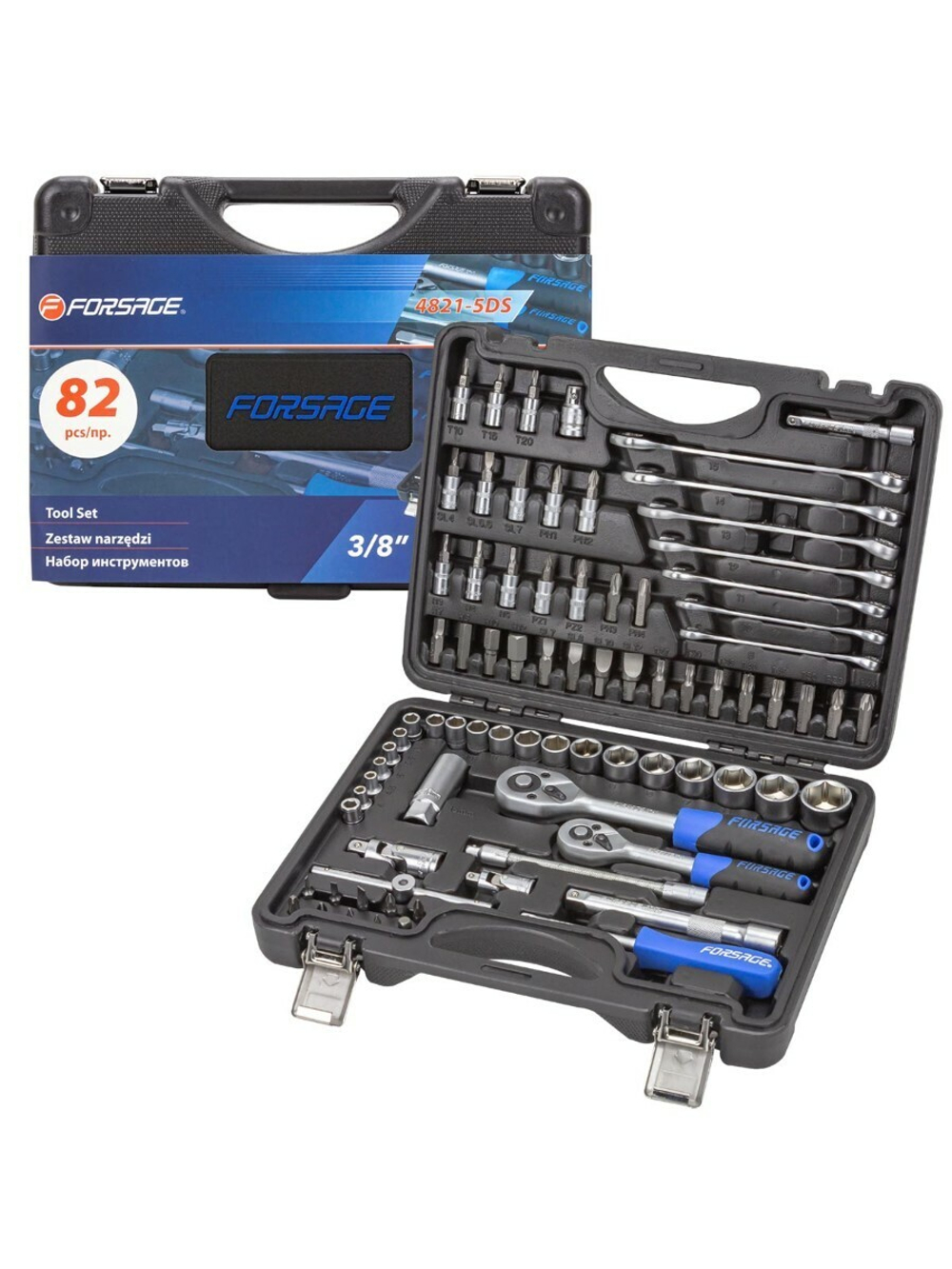 Набор инструментов 82 пр. 1/4''3/8''(6гр.)(4-22мм) Forsage F-4821-5DS-м