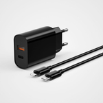 Сетевое зарядное устройство WIWU Quick 20W USB/Type-C + Type-C/Lightning 1m (Wi-U002) (черный)