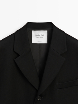 Massimo Dutti Длинное пальто из 100% шерсти - Limited Edition, черный