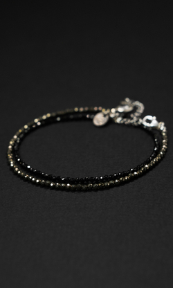 Чокер "Memo Duo" из пирита, шпинели, с подвесом из горного хрусталя 35 см