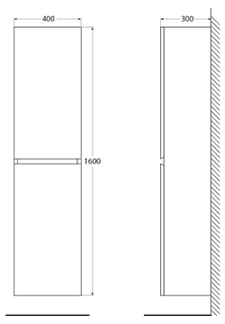 Шкаф пенал Cezares Molveno 40 MOLVENO-1600-2A-SC-BG подвесной Bianco Ghiaccio
