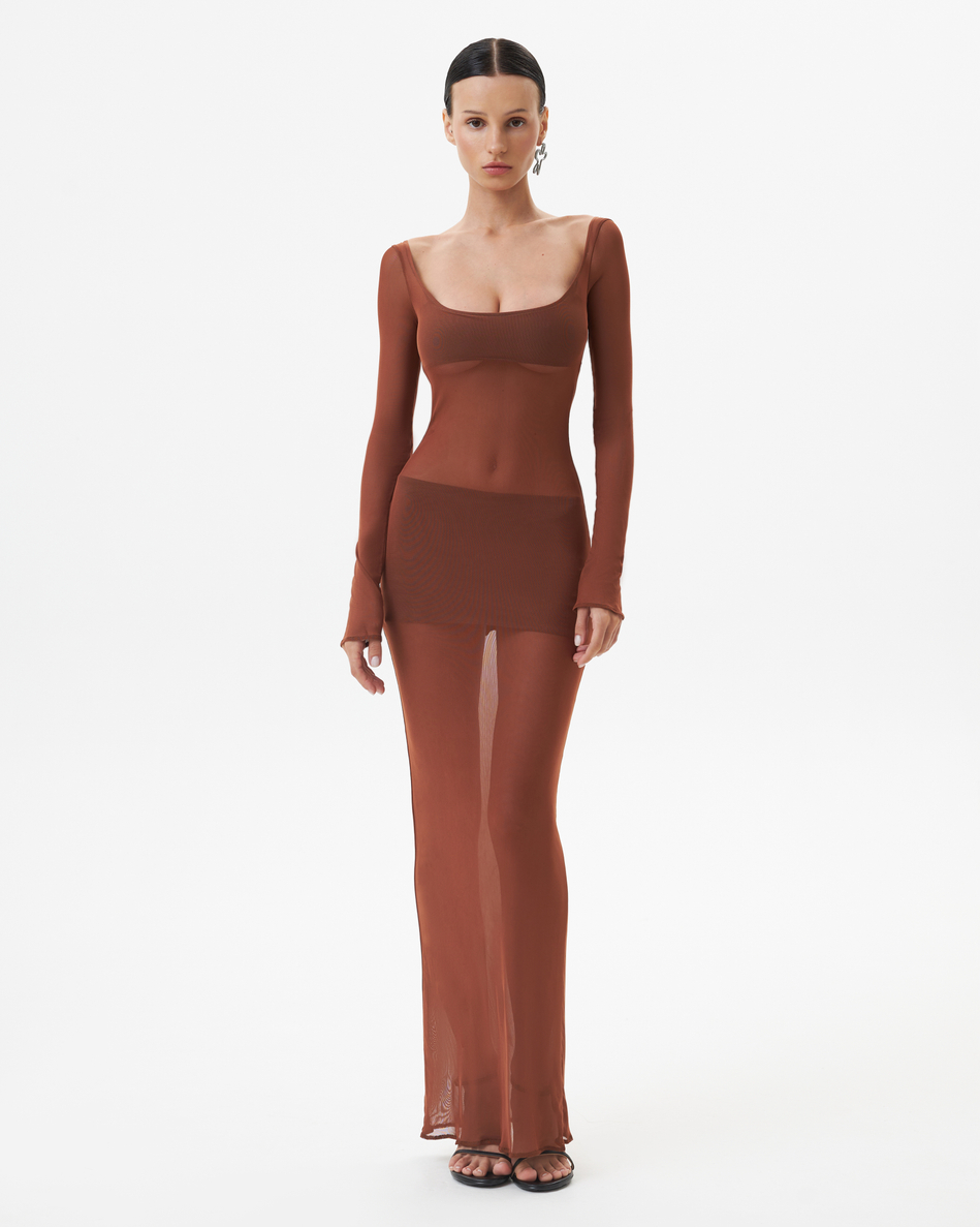 BROWN MESH DRESS