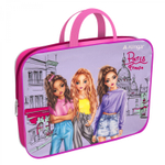 Папка с ручками 1 отделение, А4 260х340х80 мм, Alingar, ПВХ, ручки тесьма, дизайн с одной стороны, молния сверху, внутр. карман, "Модные девчонки"