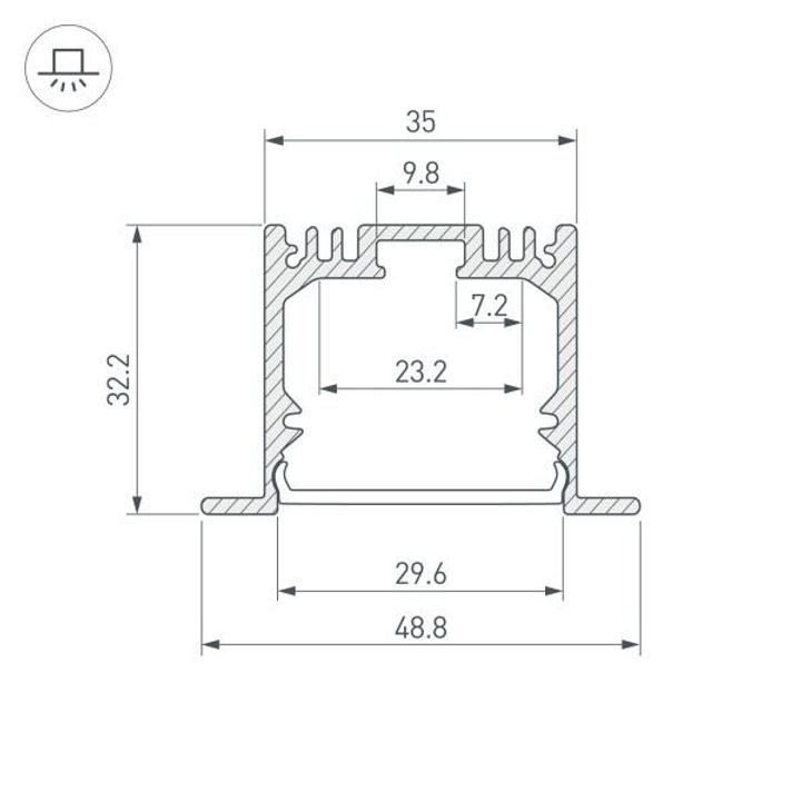 Профиль встраиваемый Arlight ARH-Power-W35-3000 Anod 036168