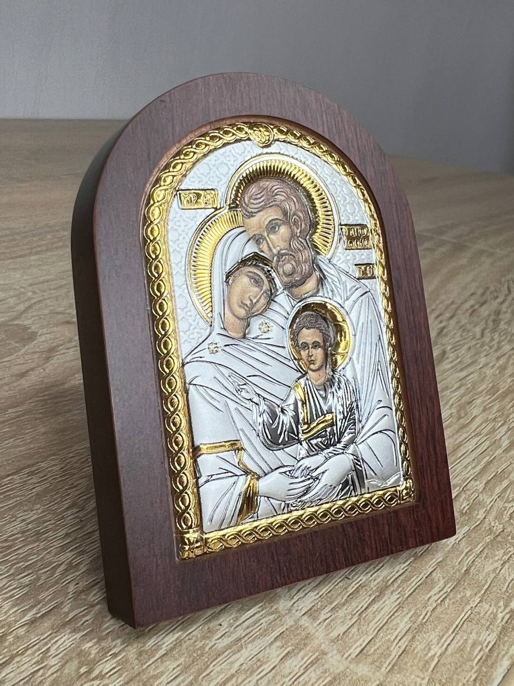 Св. Семейство, икона арочная, красное дерево, 86х112