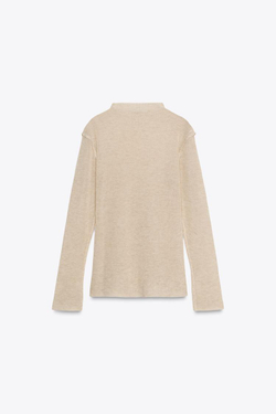 ZARA ТРИКОТАЖНЫЙ СВИТЕР С ВОРОТНИКОМ «ПЕРКИНС», ПЕСОЧНЫЙ