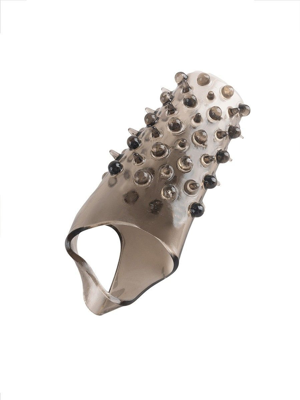 Дымчатая насадка на пенис с шипами и выпуклостями - 12,5 см. (Цвет: дымчатый)