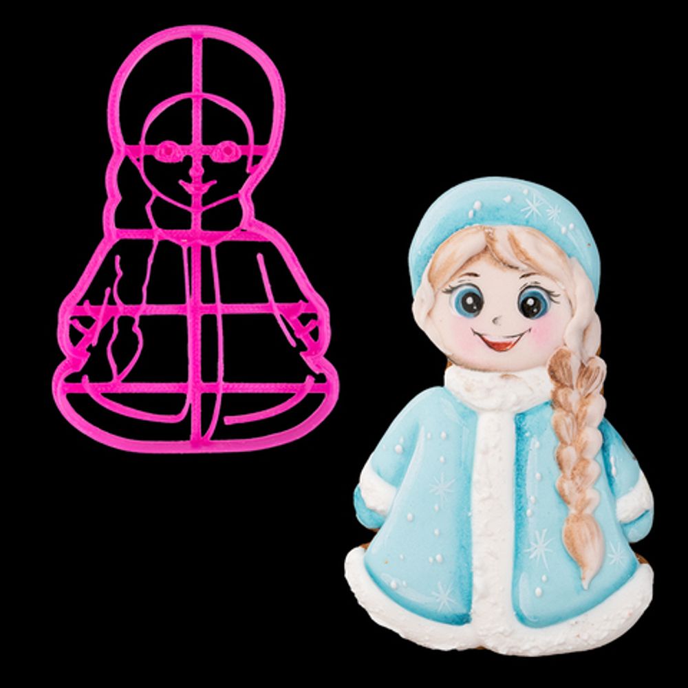 Вырубка для пряника с оттиском "Снегурочка №2" пластик, 10.5 см