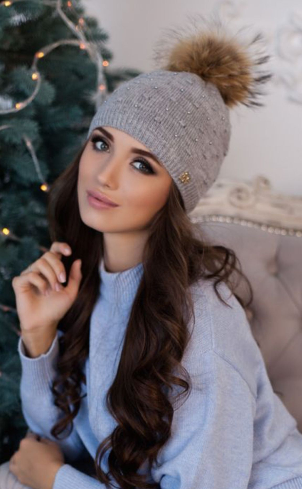 Шапка с бубоном Braxton