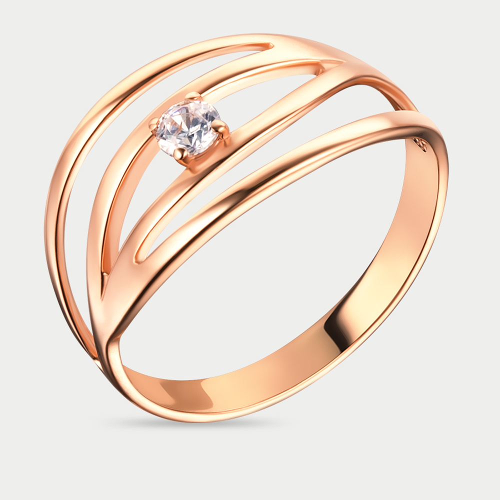 Золотое кольцо из розового золота 585 пробы для женщин с фианитом (арт. 10663)