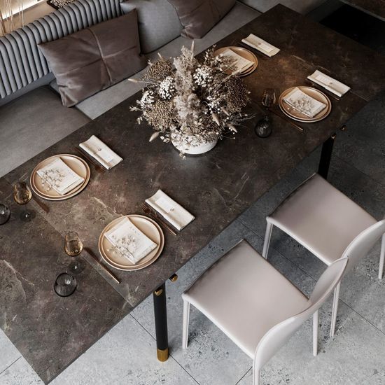 Стол обеденный Trump (160+40+40), керамика серая