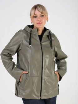 Кожаная куртка демисезонная с капюшоном