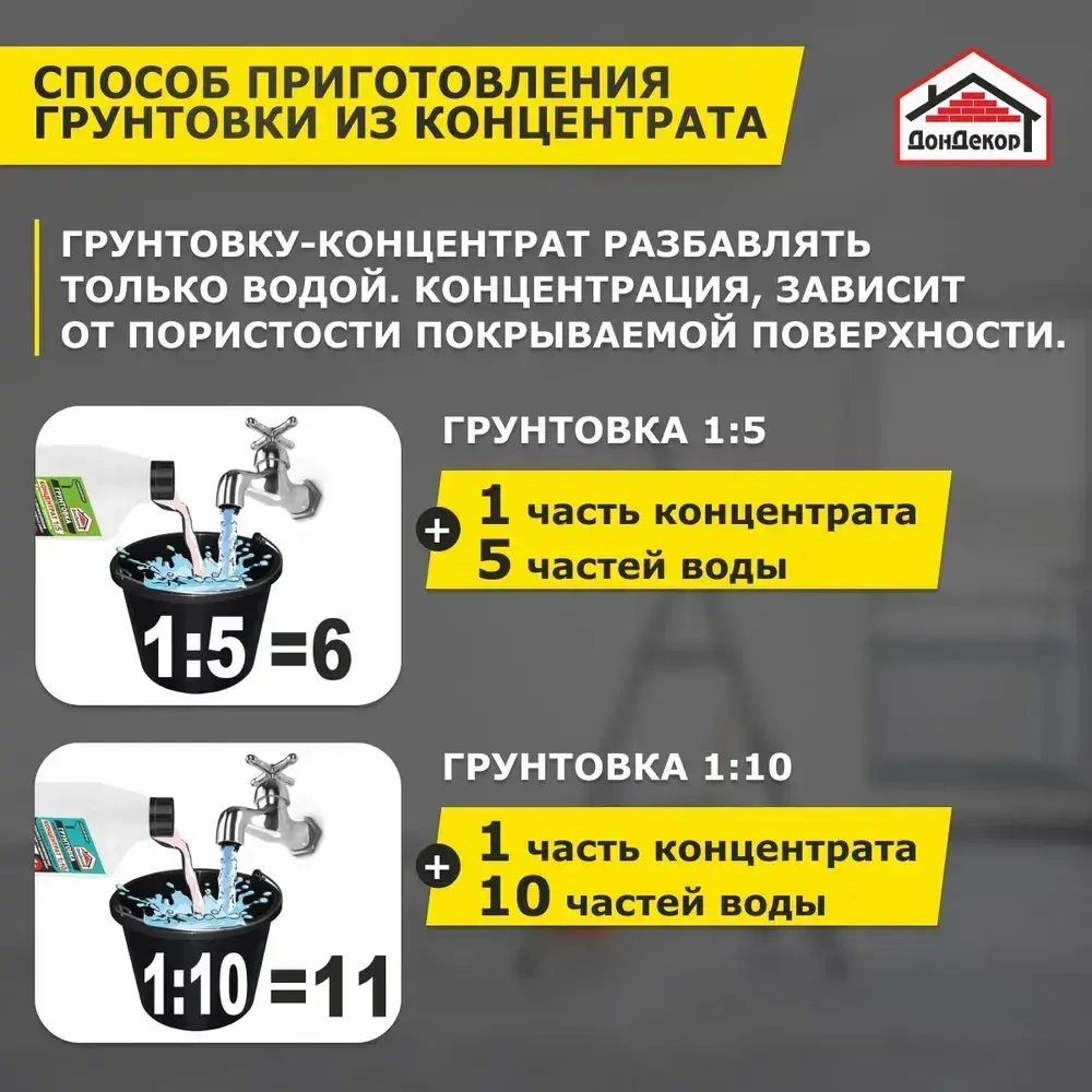 Грунтовка-концентрат 1:10, 1 л., для наружных и внутренних работ, глубокого проникновения Экстра