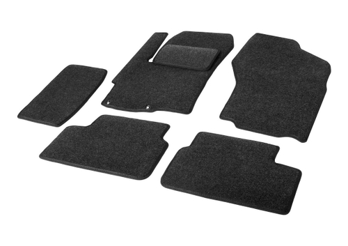 Коврики текстиль в салон, AutoFlex Business для Mitsubishi Lancer X поколение седан 2007-2017, 6 частей, графит, с крепежом, 5400401