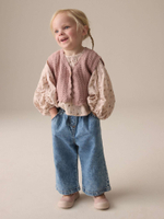 Жилет вязаный и блуза в комплекте для девочки Next E25-150, Розовый