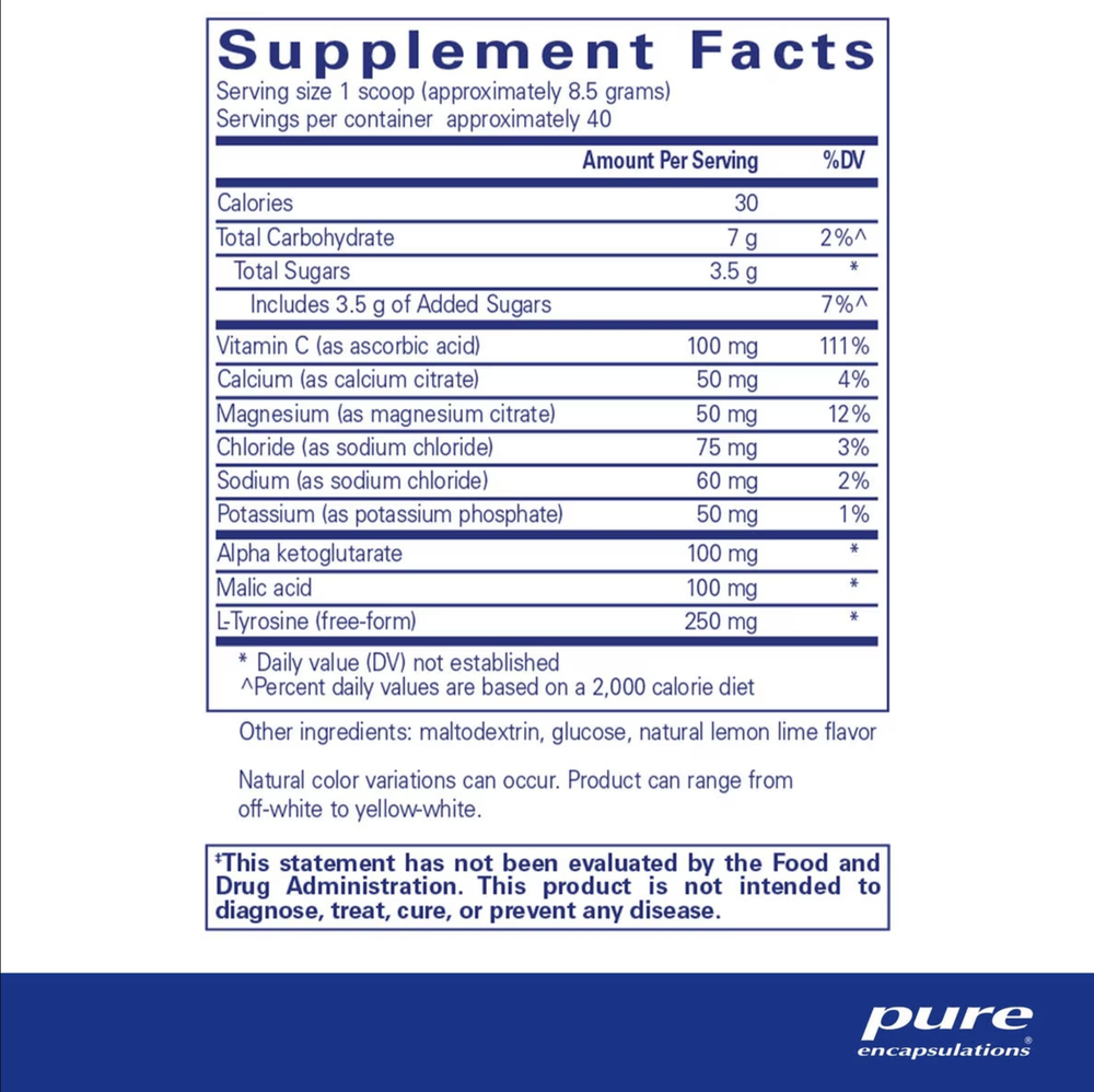 Pure Encapsulations - Electrolyte Energy Formula 340g