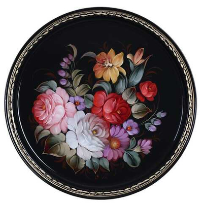 Жостовский поднос декоративный, размер 30 см (A9), металлический