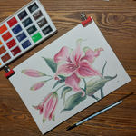 Картина авторская акварельная в паспарту 30х40 см на стену для интерьера "Лилии "