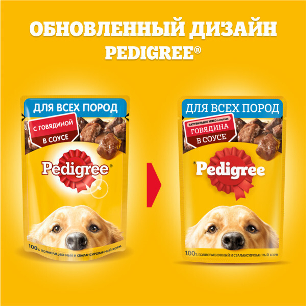 Влажный корм для взрослых собак PEDIGREE с говядиной в соусе 85 г