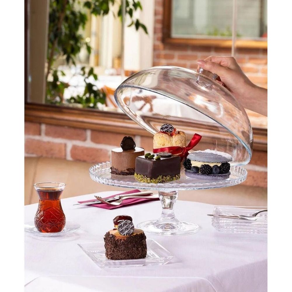 Подставка для торта 32 см h26 см со стеклянной крышкой d 30 см Патиссери Pasabahce