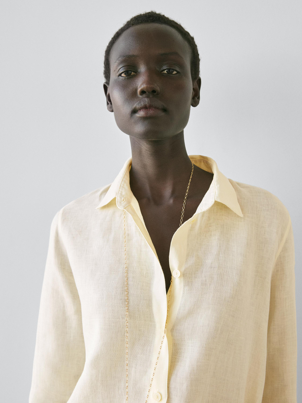 Massimo Dutti Свободная рубашка из 100% льна, желтый