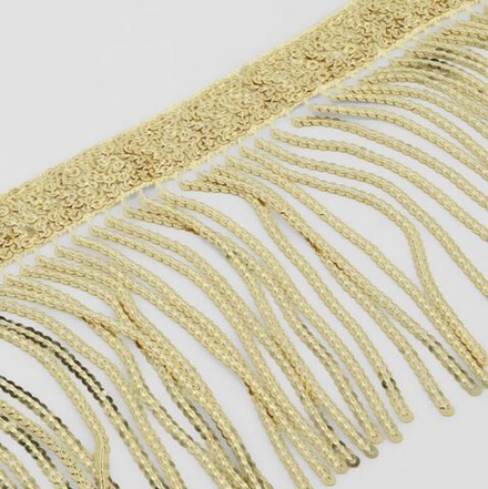 Декоративная бахрома с пайетками d3мм 100мм, цв.золото 9679458