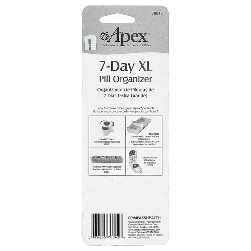 Apex, органайзер для таблеток на 7 дней, большой размер, 1 штука