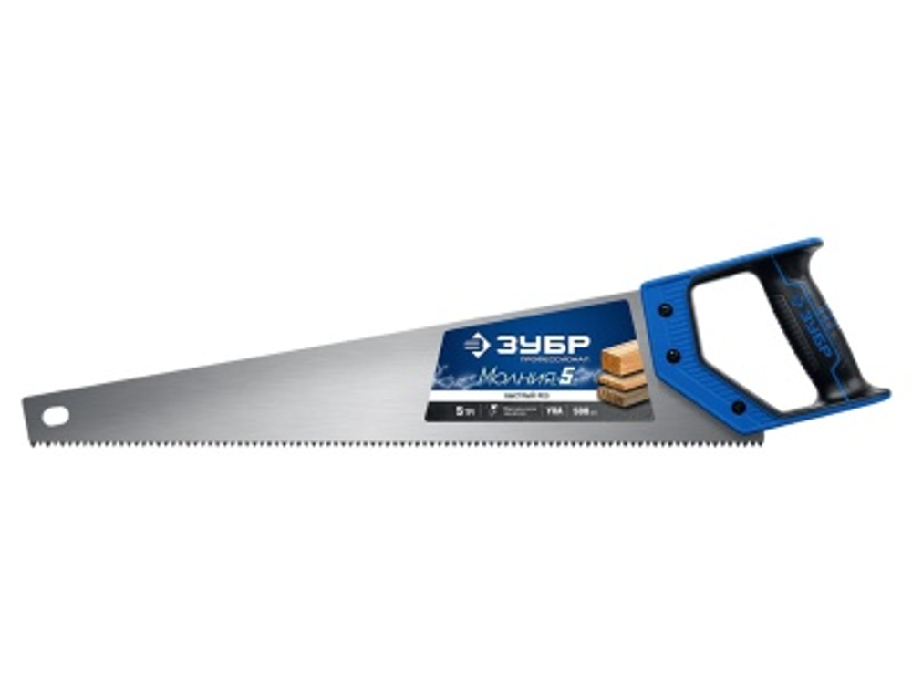 Ножовка по дереву 500мм ЗУБР Молния-5 прямой крупный зуб 5мм быстрый рез