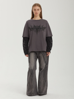 Женский Лонгслив Sigilism Print Grey Layered