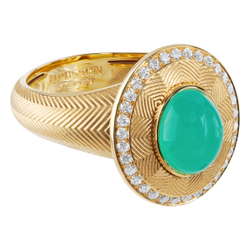 Кольцо с Хризопразом и Бриллиантами, R0084-0/50