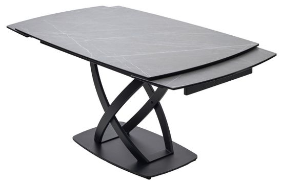 Стол FOGGIA 140 KL-136 Серый мрамор матовый, итальянская керамика/черный каркас