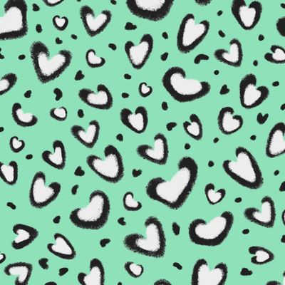 Леопардовые сердца / мятный с белым