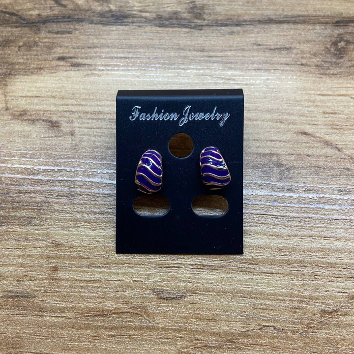 Серьги Small Ракушка эмаль цветная цвет фиолетовый металл золотистый