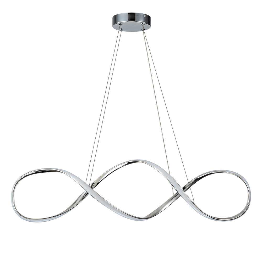 Подвесной светодиодный светильник 60Вт, 4655лм, 3000-6000K, Ra>80, плавная регулировка мощности, изменение цветовой температуры, ночник, пульт, металл/силикон, хром