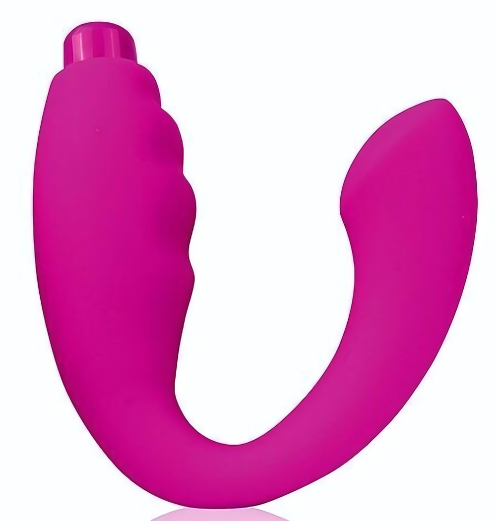 Ярко-розовый изогнутый вибромассажер (Цвет: ярко-розовый)
