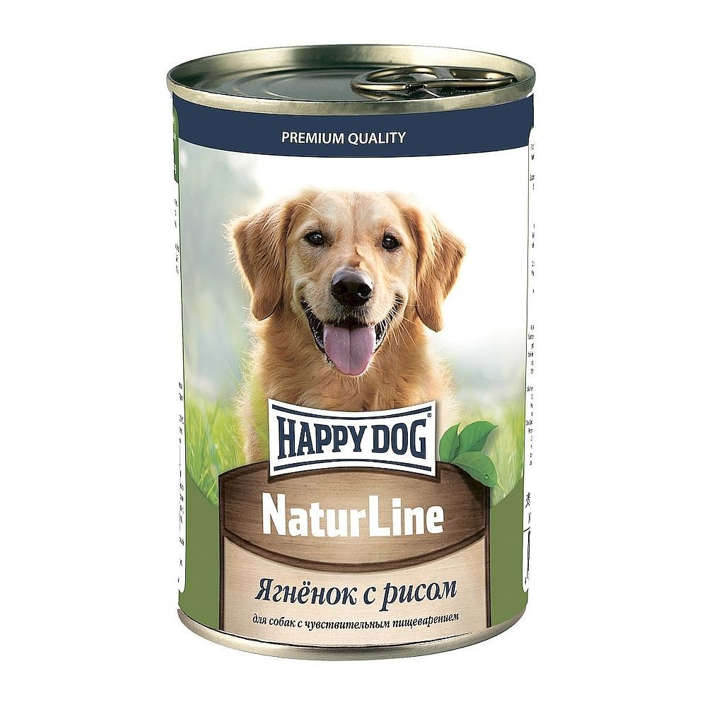 Влажный корм Happy Dog Natur Line для собак с ягненком и рисом, банка 410г