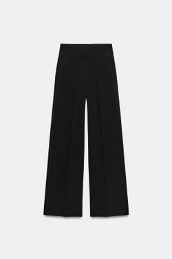 ZARA ШИРОКИЕ БРЮКИ С ВЫСОКОЙ ПОСАДКОЙ, ЧЕРНЫЙ