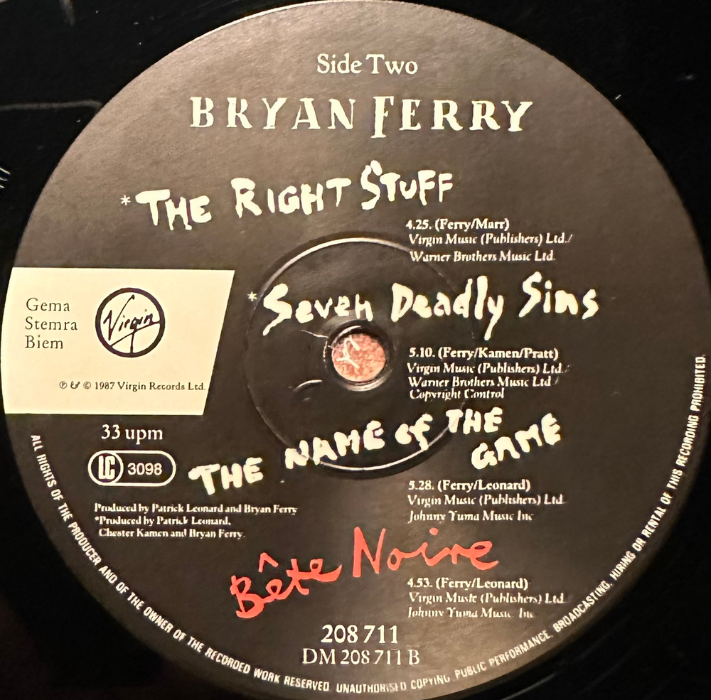 Bryan Ferry - Bete Noire (Германия 1987г.)
