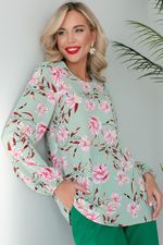 Блузон "Парижанка" (цветы мята) Elza (Акция)
