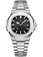 Часы мужские кварцевые PARNASSUS 613 c браслетом замок бабочка (серебро, черный)