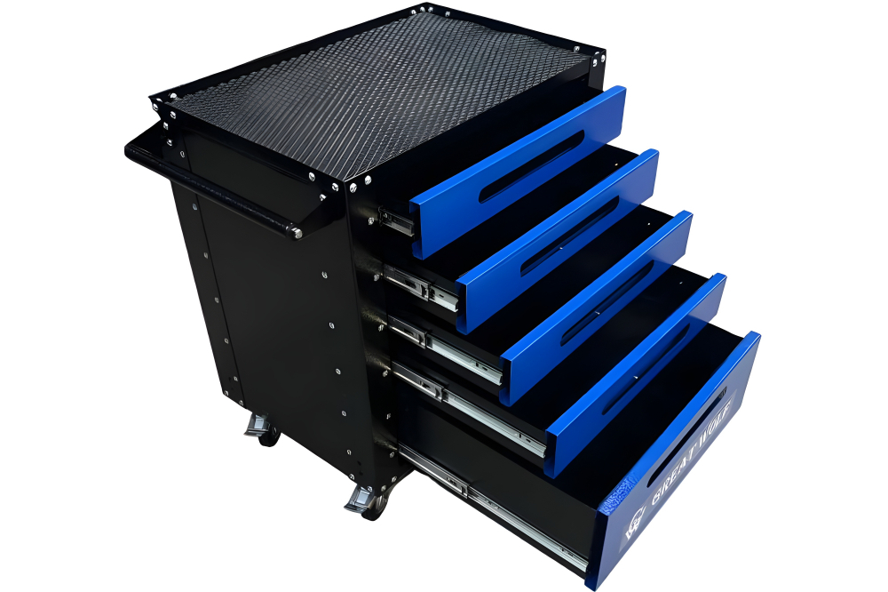 Инструментальная тележка GWT-B5 (5 ящиков, колеса с тормозом, синяя)