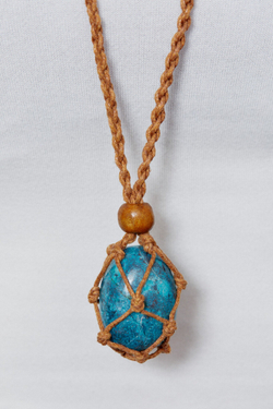 Авоська-подвеска для кристаллов коричневая в стиле бохо