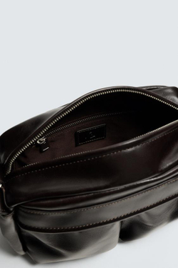 ZARA КОЖАНАЯ СУМКА ЧЕРЕЗ ПЛЕЧО, КОРИЧНЕВЫЙ